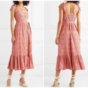 J.Crew NWT pink floral ruffle hem tie shoulder dress 8